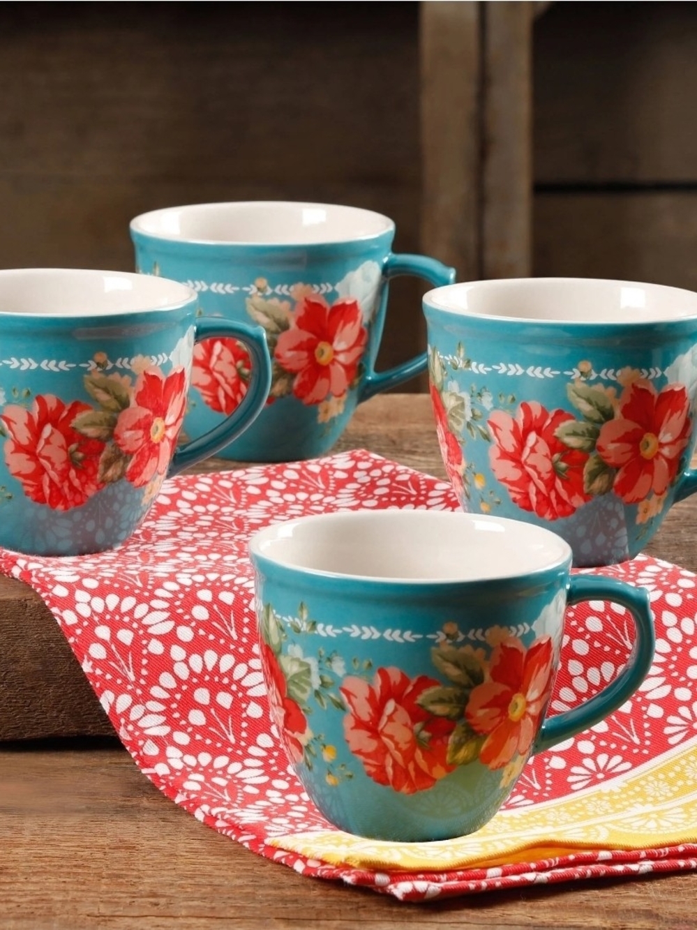 The Pioneer Woman 4-piece, 16-fl. Floral Vintage Cup game